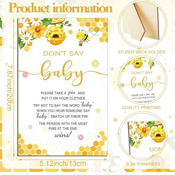Bee theme Baby Shower Games Supplies - Picture 4 of 7